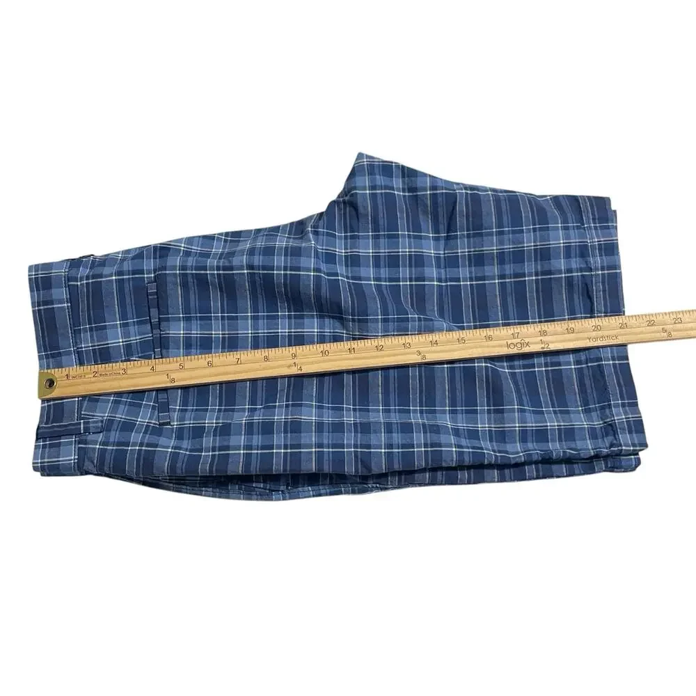 Banana Republic Mens Shorts Size 32 Blue Plaid Emerson Short Bermuda Zip Fly